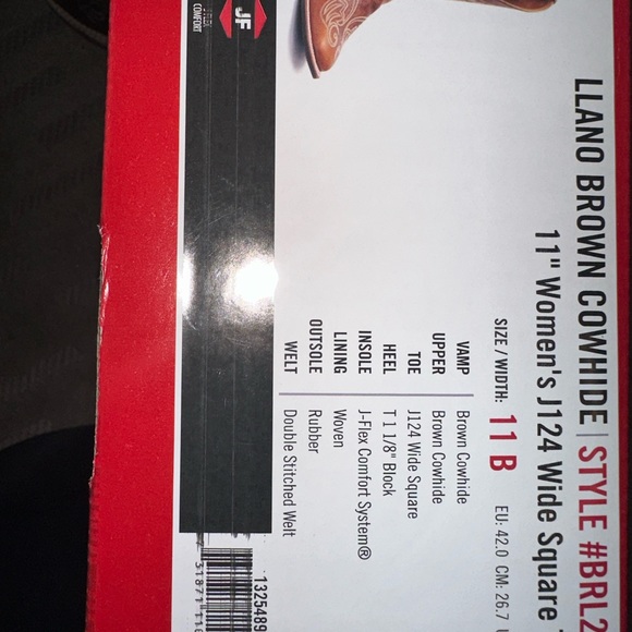 Justin Boots size 11. Width B. Square toe. I ordered wrong size. Brand new. - Picture 5 of 5